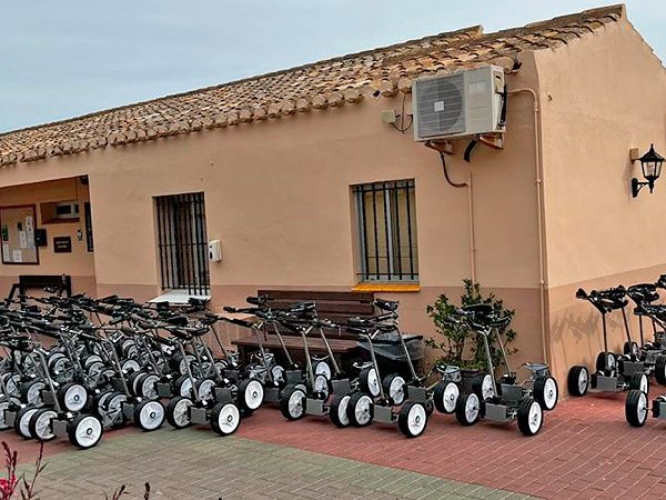 The La Manga Club Golf Resort fleet of umbrella carts